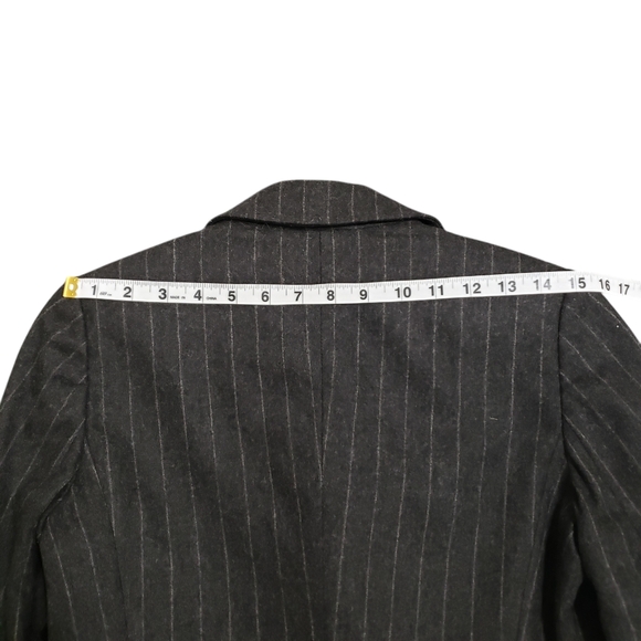 Banana Republic Vtg Y2K Womens Wool Cashmere Grey Pinstripe Blazer Jacket Sz 6 - Picture 11 of 14